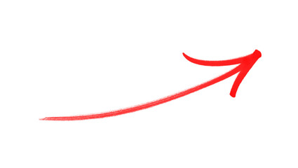 Hand-drawn red arrow icon brush stroke, red arrow marker is isolated on a transparent background. 