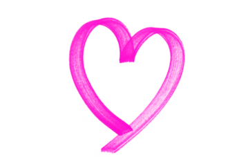 Pink Hand-Drawn Heart Brush Stroke Isolated on White Background