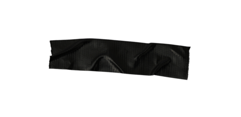 Black adhesive tape isolated on a transparent background, black sticky tapes isolated on a white background