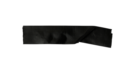 Black adhesive tape isolated on a transparent background, black sticky tapes isolated on a white background