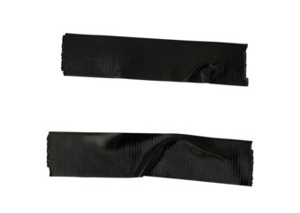 adhesive black tape PNG isolated on transparent background, Set of different black sticky tapes isolated on a white background