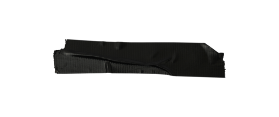 Black adhesive tape isolated on a transparent background, black sticky tapes isolated on a white background