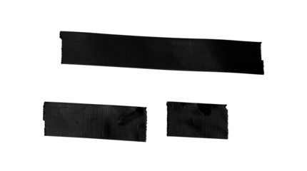 adhesive black tape PNG isolated on transparent background, Set of different black sticky tapes isolated on a white background