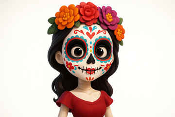 Illustration Colorful Catrina With Floral