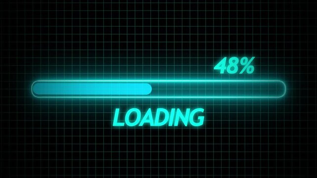 Abstract loading icon animation . Loading bar and percentage Futuristic progress loading bar 0-100. neon loading bar. abstract beautiful loading icon , processing ,downloading , glowing .4k