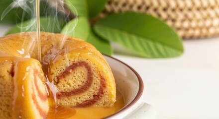 Steamy Bahamian Guava Duff in Ceramic Dish – Tropical Comfort in Every Bite