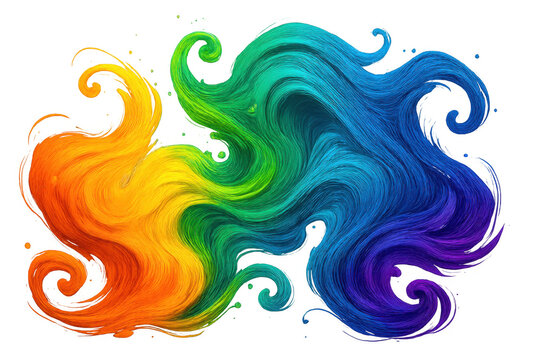 Abstract rainbow colored flowing hair pattern creating vibrant wavy texture with curling strands - Powered by Adobe