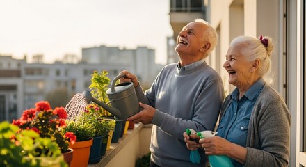 senior couple in garden