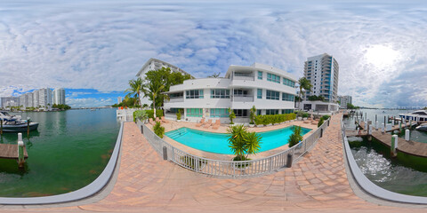 1491 Lincoln Terrace Miami Beach condominium building with swimming pool. 360 VR equirectangular...