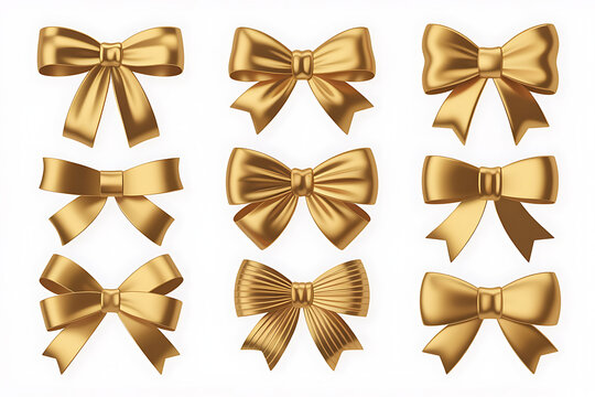 Elegant golden bows in various sizes, creating a luxurious and celebratory aesthetic.