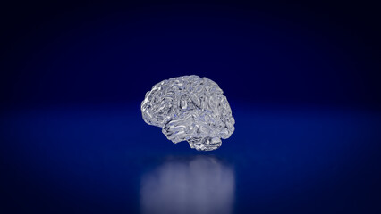 The Crystal Brain on Dark blue background for Sci or Medical concept 3d Rendering.