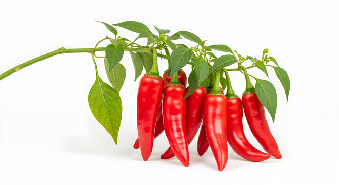 Lombok, cabe merah, lombok hijau, red hot chili peppers on white background