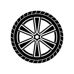 Car wheel silhouette vector icon,modern and minimalist design,isolated on white background,can be for sign,logo,or brands icon ideas