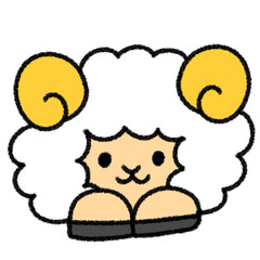 ゆるかわいい干支の羊の手描きイラスト