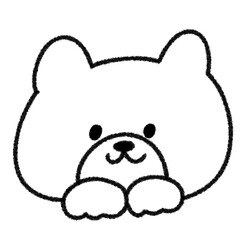 ゆるかわいい干支の犬の手描きイラスト (モノクロ)