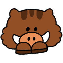 ゆるかわいい干支のイノシシの手描きイラスト