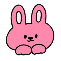 ゆるかわいい干支のうさぎの手描きイラスト