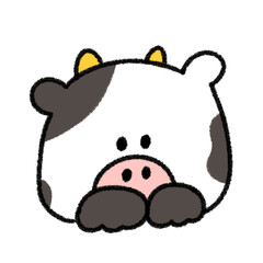 ゆるかわいい干支のウシの手描きイラスト 