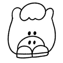 ゆるかわいい干支のうまの手描きイラスト (モノクロ)