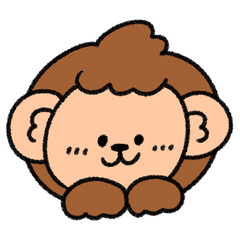 ゆるかわいい干支のさるの手描きイラスト