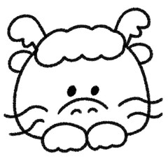 ゆるかわいい干支の辰の手描きイラスト (モノクロ)