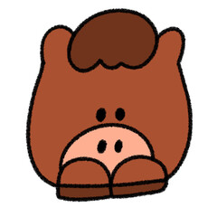 ゆるかわいい干支のうまの手描きイラスト