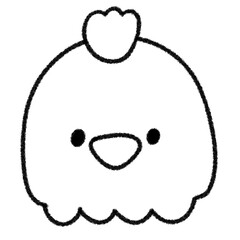 ゆるかわいい干支のとりの手描きイラスト (モノクロ)