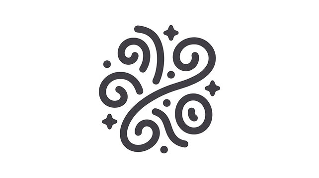 Elegant swirling floral pattern with stylized leaves and dots, conveying sophistication and natural beauty.