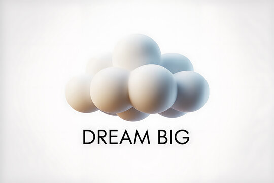 A cluster of fluffy, white spheres floats gently, evoking dreams and aspirational ambitions.