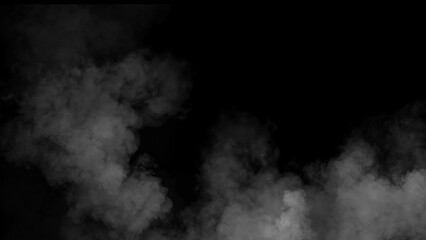 Abstract smoke, fog on isolated black background, creating a mysterious and backdrop, creating a dreamy, atmospheric effect for artistic