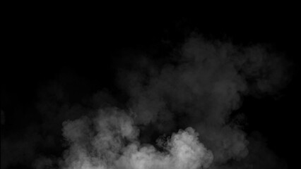 Abstract smoke, fog on isolated black background, creating a mysterious and backdrop, creating a dreamy, atmospheric effect for artistic
