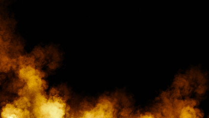 Obraz premium Abstract fire smoke, fog on isolated black background, creating a mysterious and backdrop, creating a dreamy, atmospheric effect for artistic