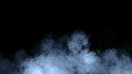 Fototapeta premium Abstract blue smoke, fog on isolated black background, creating a mysterious and backdrop, creating a dreamy, atmospheric effect for artistic