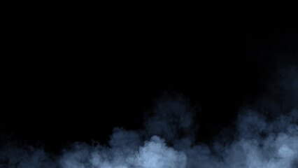 Abstract blue smoke, fog on isolated black background, creating a mysterious and backdrop, creating a dreamy, atmospheric effect for artistic