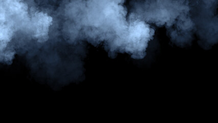 Abstract blue smoke, fog on isolated black background, creating a mysterious and backdrop, creating a dreamy, atmospheric effect for artistic
