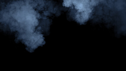 Abstract blue smoke, fog on isolated black background, creating a mysterious and backdrop, creating a dreamy, atmospheric effect for artistic