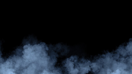Naklejka premium Abstract blue smoke, fog on isolated black background, creating a mysterious and backdrop, creating a dreamy, atmospheric effect for artistic