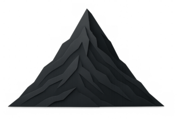 Black paper cut mountain peak vector graphic. Abstract layered silhouette representing strength, challenge, and landscape