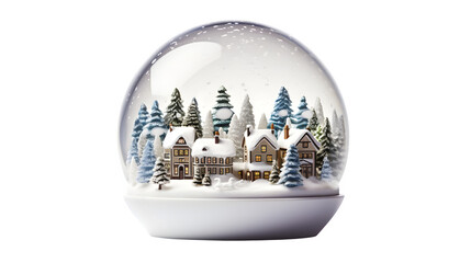 Winter Village Snow Globe, isolated on transparent background