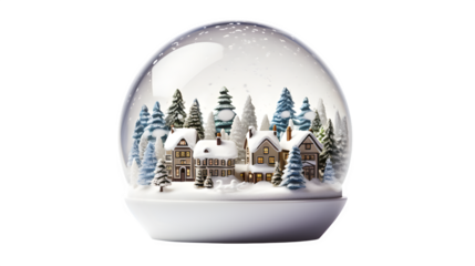 Winter Village Snow Globe, isolated on transparent background