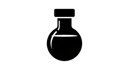 Laboratory flask icon black silhouette isolated white background