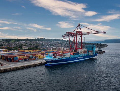 The BG Freight Line docks at Greenock&rsquo;s container terminal