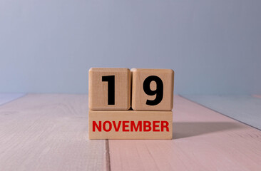 line on calendar date 19 November. Vacation planning concept.