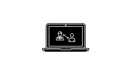 Laptop screen displaying human icons connecting