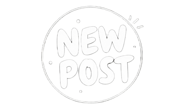 New Post Announcement Circle Illustration for Social Media Updates and Blog Notifications