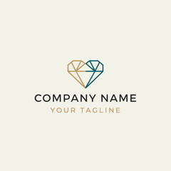 Geometric Heart Diamond Logo Design.