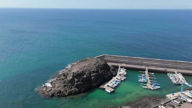 Aerial view of El Cotillo bay, fuerteventura. Canary islands - Perfect tourism presentation