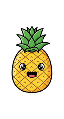 Kawaii pixel art pineapple character with a joyful expression and green leafy crown standing out against a vibrant yellow and green gradient