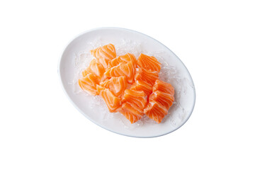 A plate of salmon sashimi png file 연어 회 한접시 png 파일