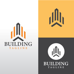 Modern Building Logo Design for Real Estate and Construction Company Geometric Architecture Brand Identity